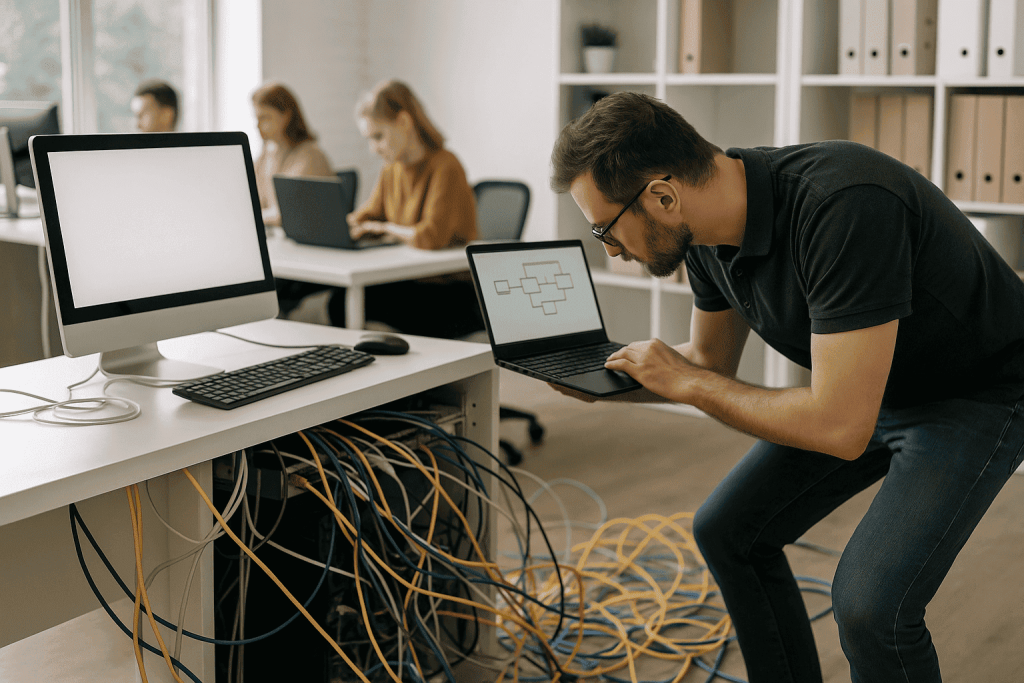 Revisión de red informática en oficina pequeña